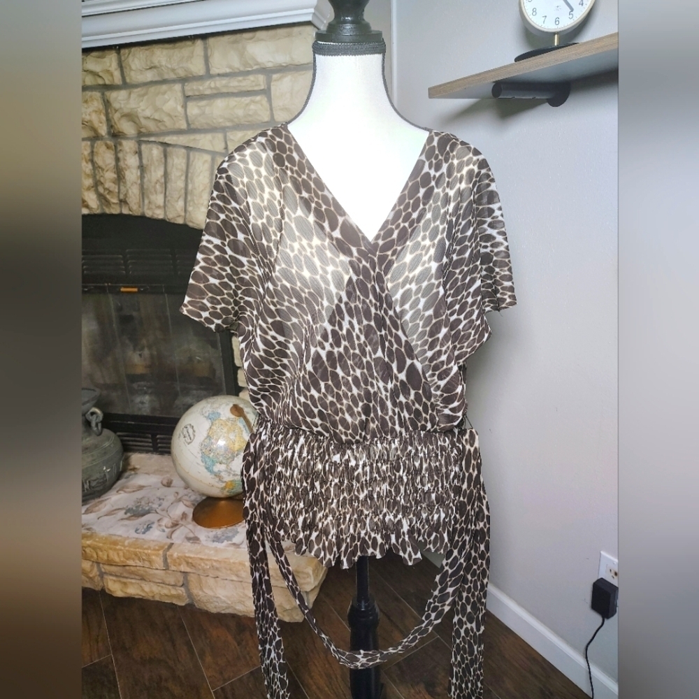 Worthington Brown and Cream Patterned Top